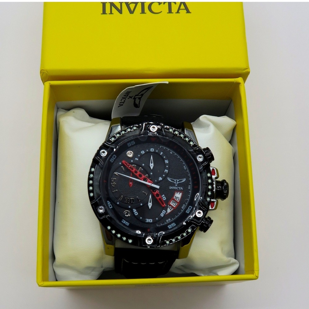 Invicta I-Force Chronograph Mens Watch Black Dial Red Accents 50mm New in Box